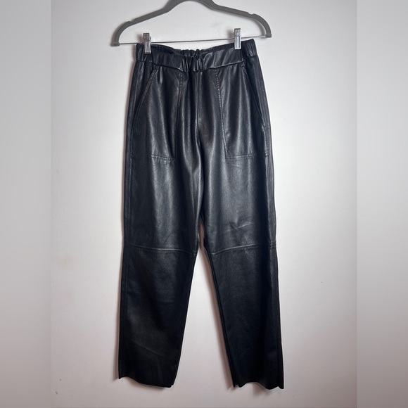 Max & Co Straight Leg Pleather Pants Black - Picture 1 of 8